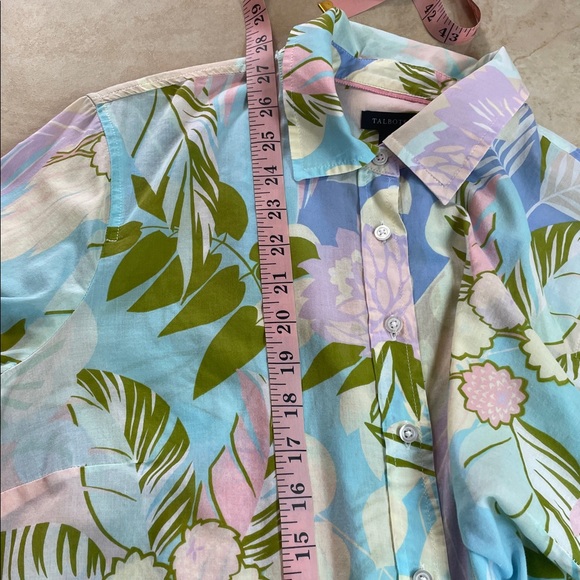 Talbots Floral Button Down Shirt Size M Cotton Pastel Blue Pink Long Sleeve Top - Picture 6 of 9